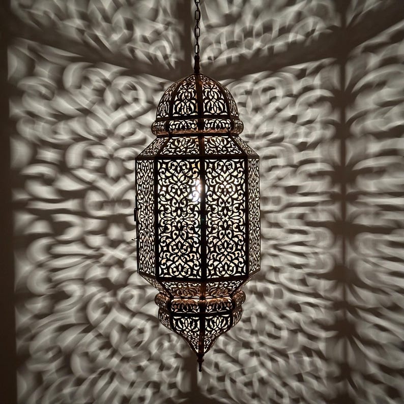 Moroccan Brass Lantern  An Artisanal Pendant Lamp