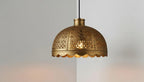 Handmade Brass Moroccan Pendant Light – Dome Hanging Lamp with Scalloped Edge