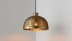 Handmade Brass Moroccan Pendant Light – Dome Hanging Lamp with Scalloped Edge