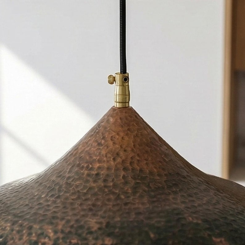 Handmade Hammered Copper Dome Pendant Light – Rustic Ceiling Lamp