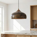 Handmade Hammered Copper Dome Pendant Light – Rustic Ceiling Lamp