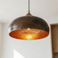 Handmade Hammered Copper Dome Pendant Light – Rustic Ceiling Lamp