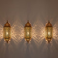Set of 3 Handmade Moroccan Brass Wall Sconce Copper Finish