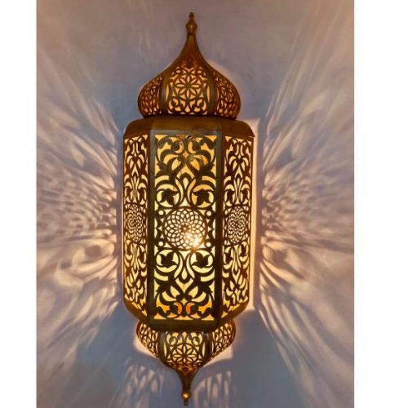 Set of 3 Handmade Moroccan Brass Wall Sconce Copper Finish