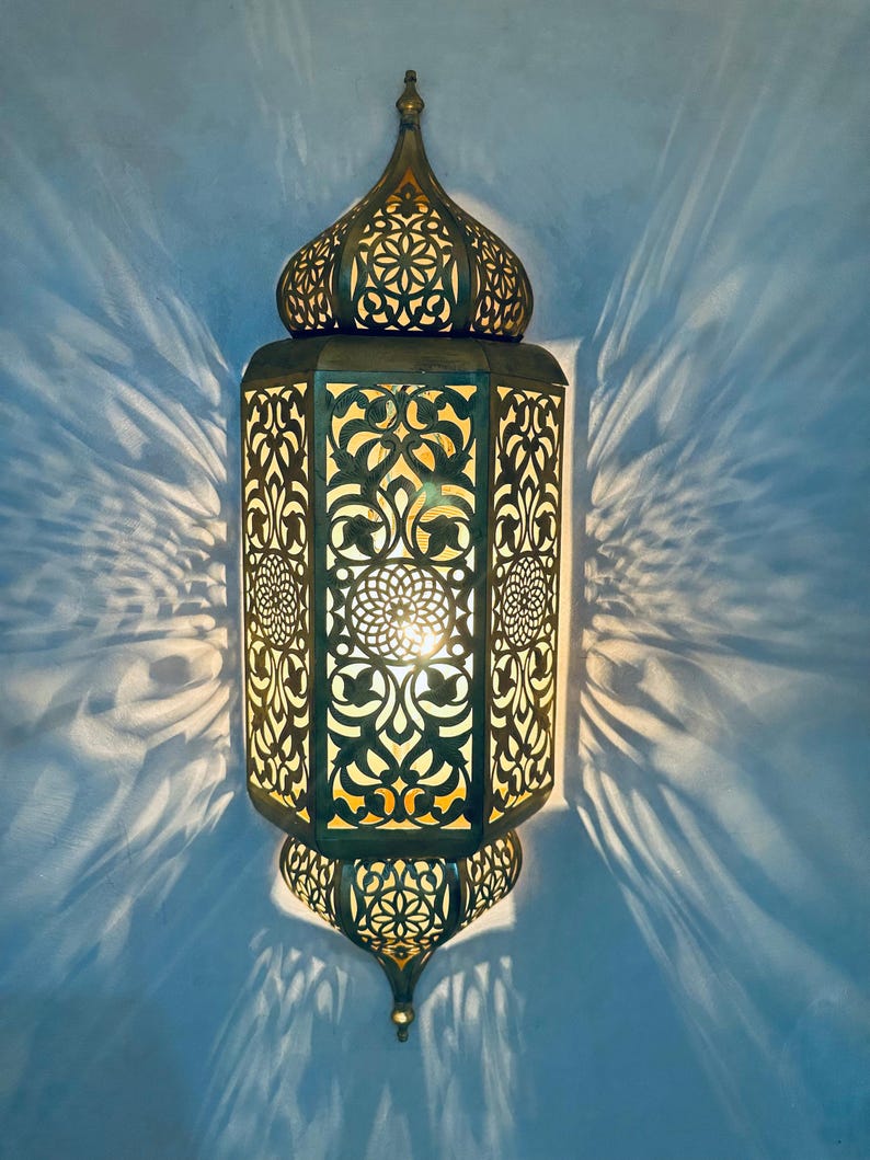 Set of 3 Handmade Moroccan Brass Wall Sconce Copper Finish