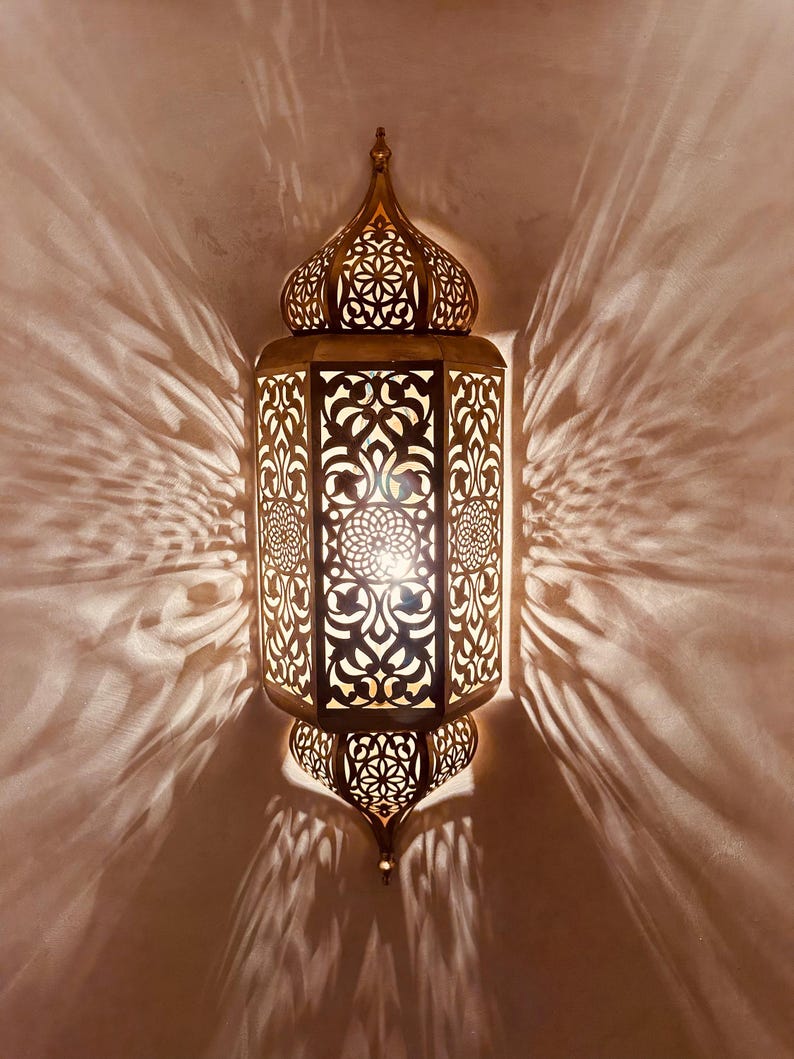 Set of 3 Handmade Moroccan Brass Wall Sconce Copper Finish
