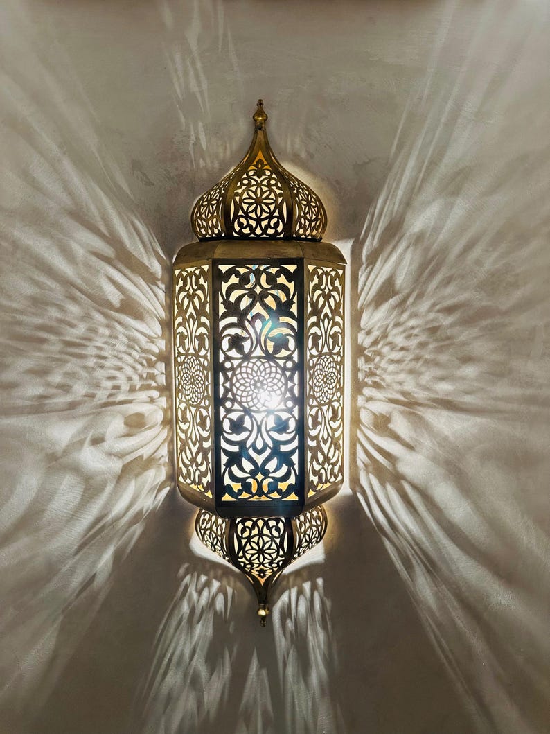 Set of 3 Handmade Moroccan Brass Wall Sconce Copper Finish