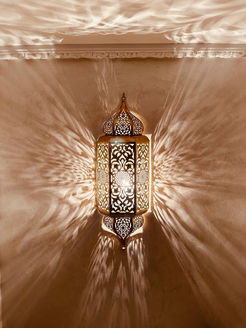 Set of 3 Handmade Moroccan Brass Wall Sconce Copper Finish