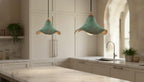 Green Patina Copper Pendant Light – Handmade Wavy Copper Ceiling Lamp for Kitchen Island, Dining Room, Entryway