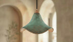 Green Patina Copper Pendant Light – Handmade Wavy Copper Ceiling Lamp for Kitchen Island, Dining Room, Entryway