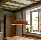 Set of 2 Large Hammered Copper Dome Pendant Lights