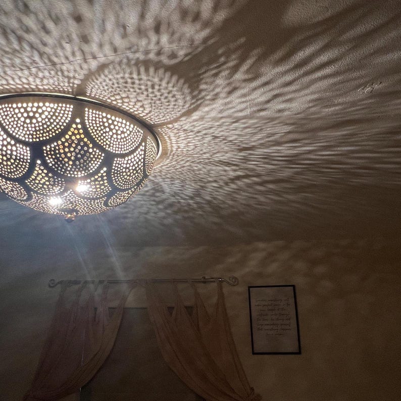 Flush Ceiling Light Handcrafted Moroccan Brass Lighting