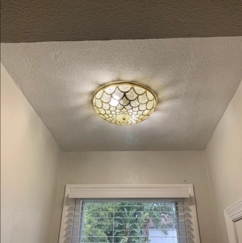 Flush Ceiling Light Handcrafted Moroccan Brass Lighting