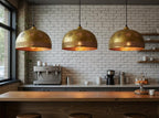 Handmade Moroccan Brass Pendant Light - Hammered Dome with Cutout Patterns