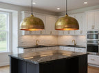 Handmade Moroccan Brass Pendant Light - Hammered Dome with Cutout Patterns