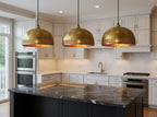 Handmade Moroccan Brass Pendant Light - Hammered Dome with Cutout Patterns
