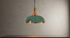 Handmade Copper Dome Pendant Light Green Patina