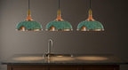 Handmade Copper Dome Pendant Light Green Patina