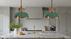 Handmade Copper Dome Pendant Light Green Patina