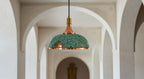 Handmade Copper Dome Pendant Light Green Patina