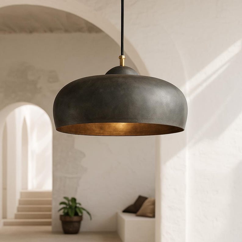 Patina Dome Pendant Light Brass Farmhouse Kitchen Lighting