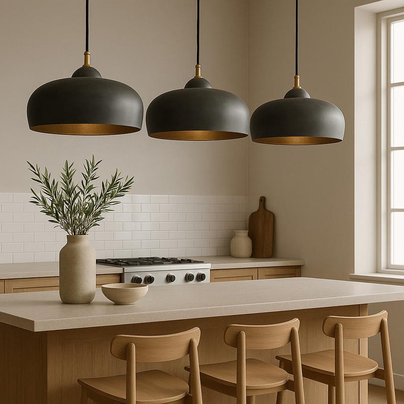 Patina Dome Pendant Light Brass Farmhouse Kitchen Lighting