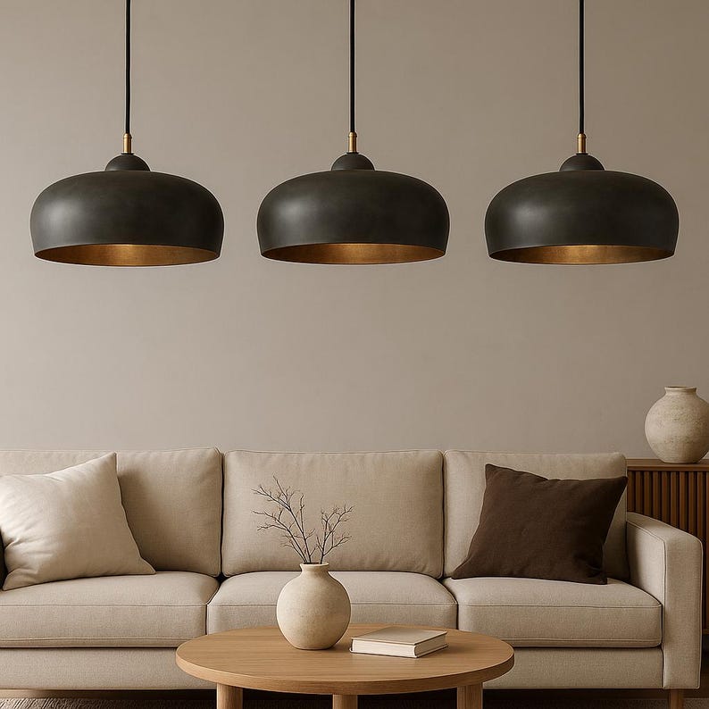 Patina Dome Pendant Light Brass Farmhouse Kitchen Lighting