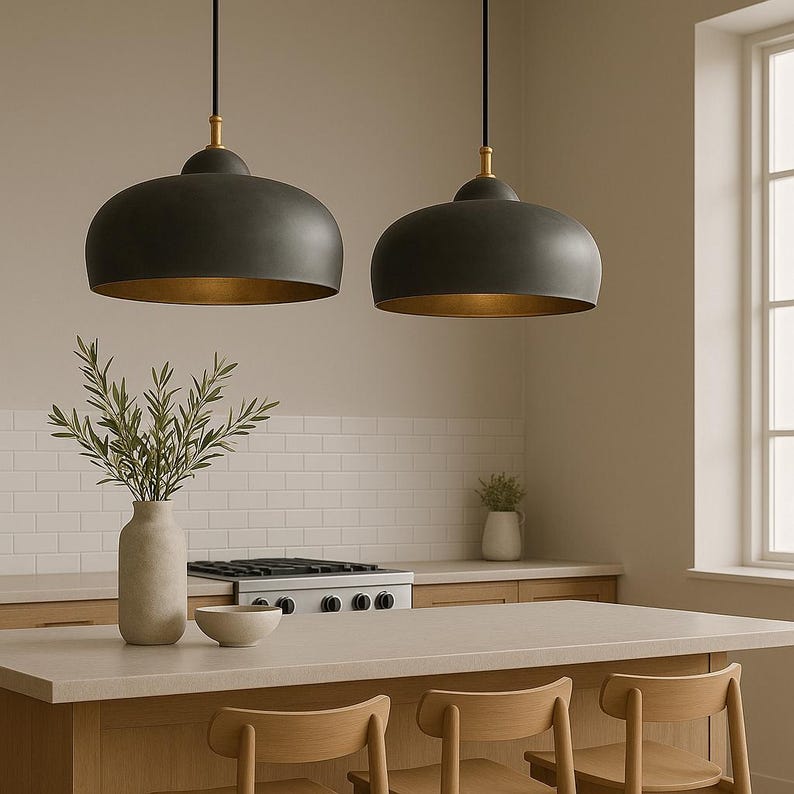Patina Dome Pendant Light Brass Farmhouse Kitchen Lighting