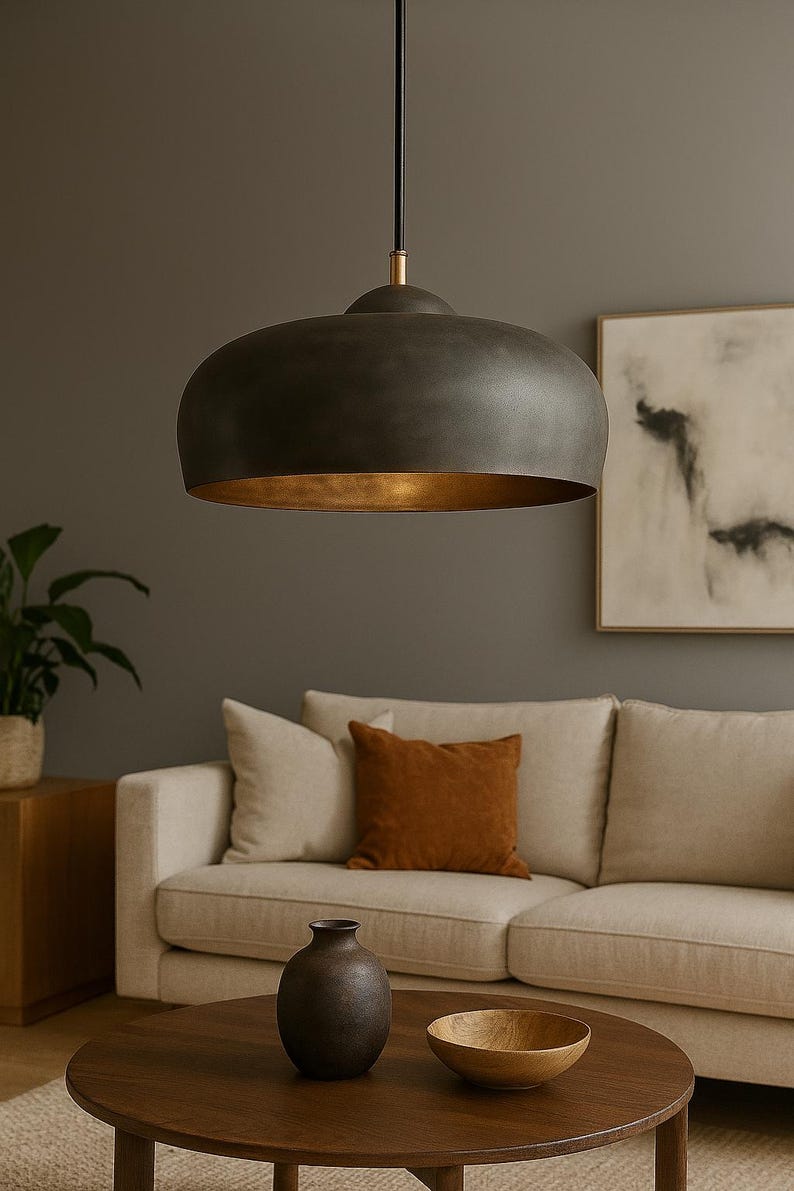 Patina Dome Pendant Light Brass Farmhouse Kitchen Lighting