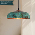 Green Patina Copper Pendant Light, Handmade Moroccan Dome Ceiling Lamp