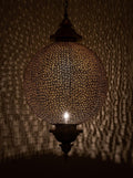 Moroccan Brass Globe Pendant Light – Handmade Pierced Hanging Lamp