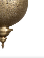 Moroccan Brass Globe Pendant Light – Handmade Pierced Hanging Lamp