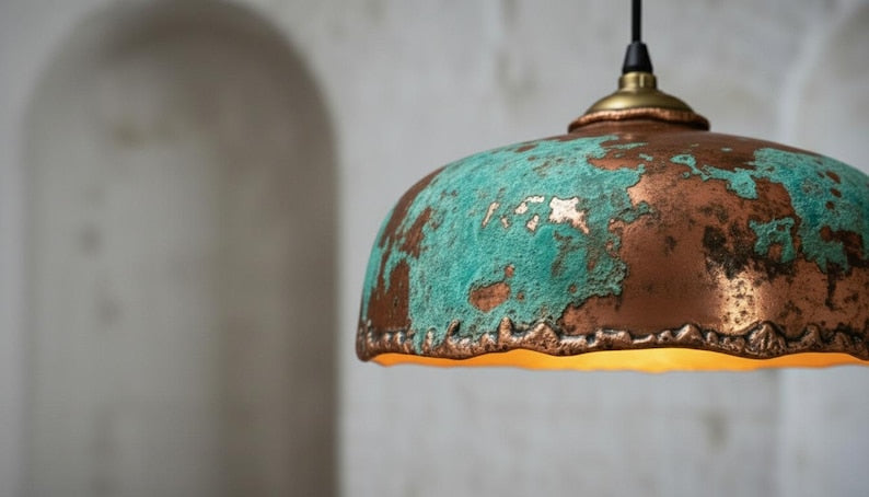 Handmade Verdigris Patina Copper Pendant Light