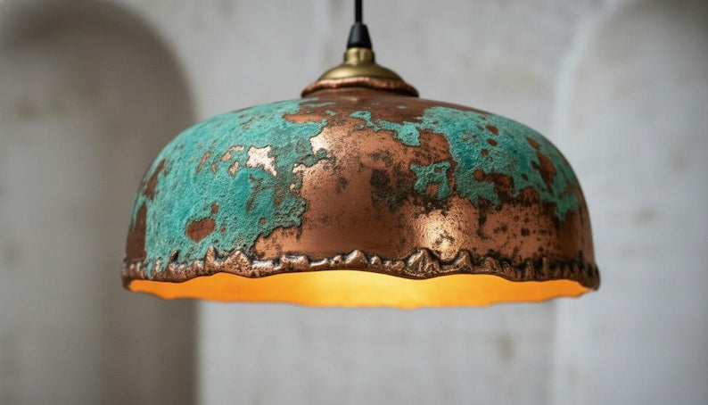 Handmade Verdigris Patina Copper Pendant Light