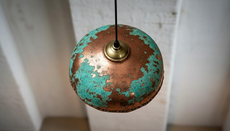 Handmade Verdigris Patina Copper Pendant Light