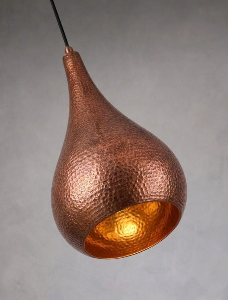 Handmade Hammered Copper Pendant Light – Modern Moroccan Hanging Lamp