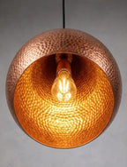 Handmade Hammered Copper Pendant Light – Modern Moroccan Hanging Lamp