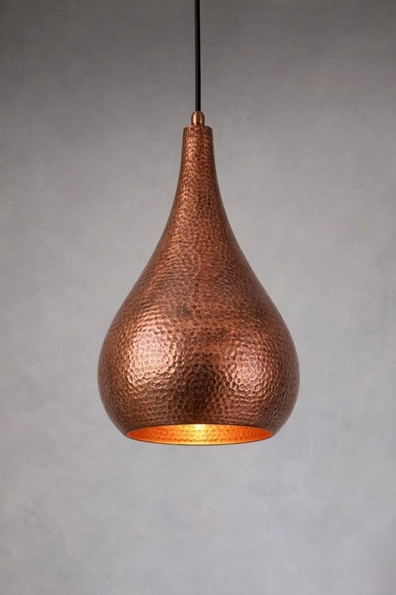 Handmade Hammered Copper Pendant Light – Modern Moroccan Hanging Lamp