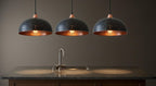 Black Hammered Copper Dome Pendant Light – Handmade Rustic Kitchen Island Ceiling Lamp