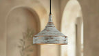 Distressed White Copper Pendant Light – Handmade Rustic Ceiling Lamp for Kitchen Island, Dining Room, and Entryway