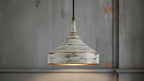 Distressed White Copper Pendant Light – Handmade Rustic Ceiling Lamp for Kitchen Island, Dining Room, and Entryway