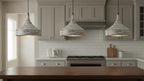 Distressed White Copper Pendant Light – Handmade Rustic Ceiling Lamp for Kitchen Island, Dining Room, and Entryway