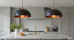 Black Hammered Copper Dome Pendant Light – Handmade Rustic Kitchen Island Ceiling Lamp