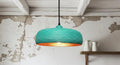 Handmade Hammered Copper Ring Pendant Light with Verdigris Patina – Modern Rustic Ceiling Lamp