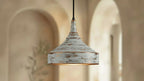 Distressed White Copper Pendant Light – Handmade Rustic Ceiling Lamp for Kitchen Island, Dining Room, and Entryway