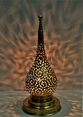Handmade Brass Table Lamp: Moroccan Lantern Shade, Soft Light