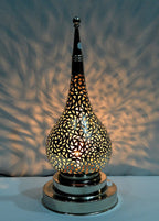 Handmade Brass Table Lamp: Moroccan Lantern Shade, Soft Light