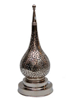 Handmade Brass Table Lamp: Moroccan Lantern Shade, Soft Light