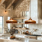 Hammered Copper Farmhouse Hanging Lighting Chandelier Fixture