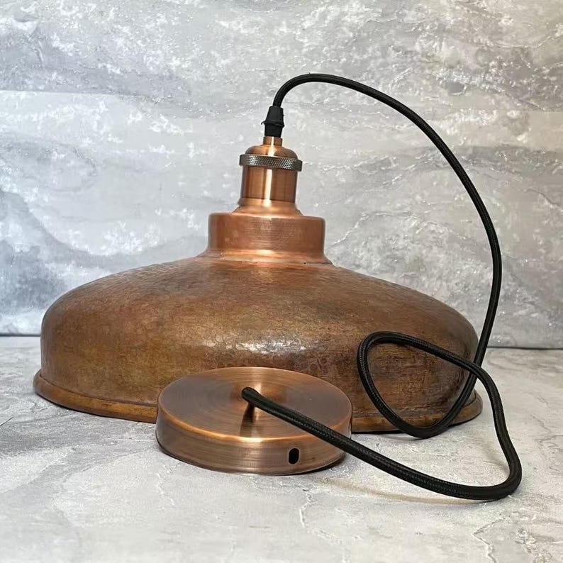 Hammered Copper Farmhouse Hanging Lighting Chandelier Fixture